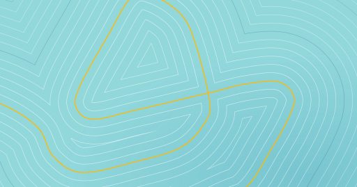 Abstract contour lines tracing the old Oran Park Raceway on a light blue background, with a yellow line marking the circuit