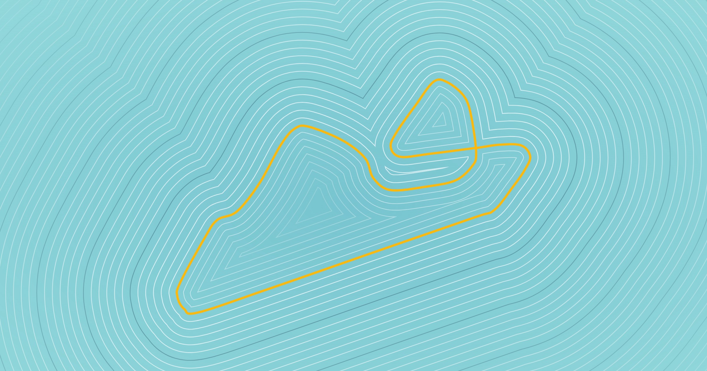 Contour lines tracing the full figure-eight layout of the old Oran Park Raceway, with the circuit marked in yellow on a light blue background